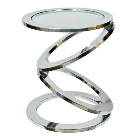 Gfancy Fixtures Silver Rings Metal Frame & Glass Top Accent Table GF3089097